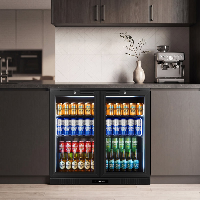 TAZPI Undercounter Beverage Refrigerator With Glass Door, Bar